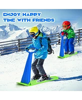 Costway Folding Snow Scooter W/Grip Handle Portable Snow Sled for Kids Teenagers