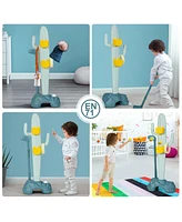 Costway 3-in-1 Sports Activity Center w/Golf & Ring-Toss Cactus Toy Stand