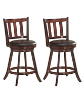 Costway Set of 2 25'' Swivel Bar stool Leather Padded Dining Pub