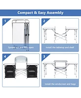 Costway Folding Portable Aluminum Camping Grill Table