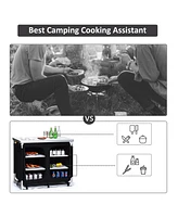 Costway Portable Bbq Aluminum Camping Table Kitchen Cook Station