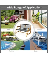 Costway 2-Person Patio Acacia Wood Bench Porch Garden Yard Deck