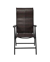 Costway Patio Rattan Folding Chair Recliner Back Adjustable