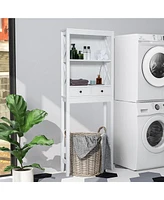 Over the Toilet Storage Rack Bathroom Space Saver w/ 2 Open Shelves & Drawers