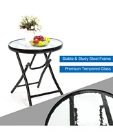 Costway 3PCS Folding Bistro Set Rocking Chair Cushioned Table