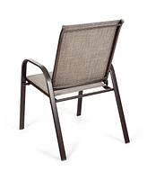 Costway 2PCS Patio Chairs Dining Chair Deck Yard W/Armrest