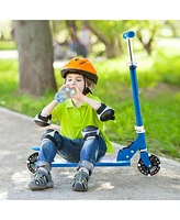 Costway Folding Adjustable Height Kids Toy Kick Scooter Rear Brake 2 Flashing Wheels