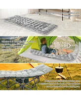 Gymax Wide Foldable Camping Cot Heavy-Duty Steel Sleeping Cot w/Sleeping Mattress Grey