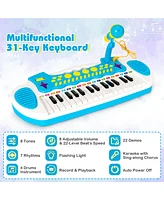 Costway 31 Key Kids Piano Keyboard Toy Toddler Musical Instrument w/ Microphone