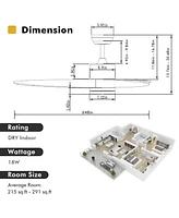 Costway 48 Inch Reversible Ceiling Fan w/ Led Light, Remote Control, 6 Speeds & 8H Timer