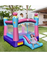 Costway Inflatable Bounce House 3-in-1 Princess Theme Inflatable Castle w/ 735W Blower