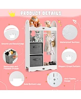 Costway Kids Dress up Storage Hanging Armoire Dresser Costume Closet