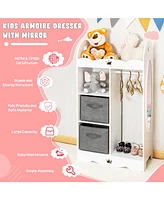 Costway Kids Dress up Storage Hanging Armoire Dresser Costume Closet