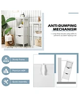 Costway Bathroom Floor Cabinet Freestanding Side Storage Organizer w/2 Removable Drawers