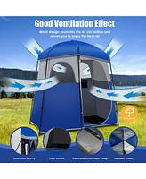 Costway Double-Room Camping Shower Toilet Tent with Floor Oversize Portable Storage Bag