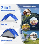 Costway 4 Person Instant Pop-up Camping Tent 2-in-1 Double-Layer Waterproof Tent