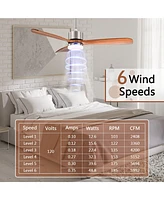 Costway 52'' Ceiling Fan with Led Light Reversible Ceiling Fan w/ Adjustable Temperature