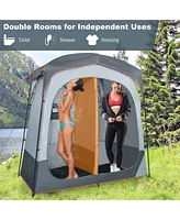 Costway 2 Room Shower Tent Oversize Privacy Shelter Portable Dressing Toilet Outdoor