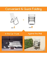 Costway Patio Pp Folding Chair Adjustable Reclining 7-Level All-Weather Portable Outdoor