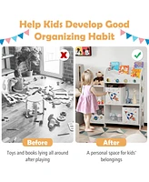 Kids Toy and Book Organizer Children Wooden Storage Cabinet