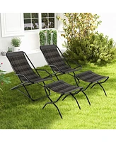 Costway 1 Pc Patio Folding Rattan Sling Chair Rocking Lounge Chaise Armrest Garden Portable