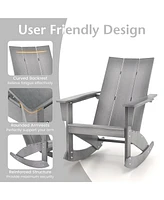 Costway Patio Adirondack Rocking Chair All Weather Hdpe Porch Rocker 330lbs Grey Outdoor