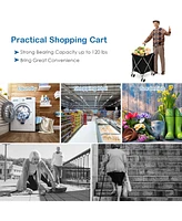 Costway Folding Shopping Cart Utility w/ Water-Resistant Removable Canvas Bag