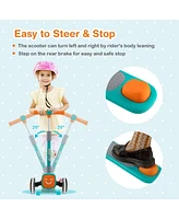 Costway Folding Adjustable Kids Toy Scooter W/Led Flashing Wheels Horn 4 Emoji Covers