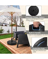 Costway 22'' Patio Fillable Round Umbrella Base Stand Water/Sand Fit Pole 1.5'' & 1.9''