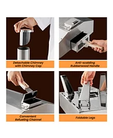Costway Wood Pellet Pizza Oven Pizza Maker Portable Outdoor Pizza Stone w/ Foldable Leg