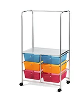 Costway 6 Drawer Rolling Storage Cart w/Hanging Bar Office School Organizer