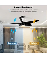 Costway 60'' Reversible Ceiling Fan with Light 2700K/4200K/6500K Adjustable Led Fan