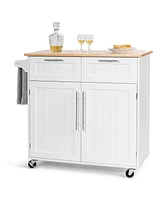 Costway Rolling Kitchen Cart Island Heavy Duty Storage Trolley Cabinet