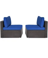 Costway 2PCS Patio Rattan Armless Sofa Sectional Furniture