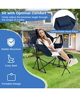 Gymax 2PCS Hammock Camping Chair w/ Retractable Footrest & Carrying Bag for Camping Navy