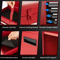 Costway 2 1 Tool Chest & Cabinet with 5 Sliding Drawers Rolling Garage Box Organizer