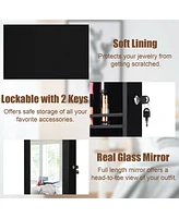 Costway Wall Door Mounted Mirror Jewelry Cabinet Organizer