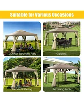 Outdoor 10'x10' Gazebo Canopy Shelter Awning Tent Patio Screw-free structure Garden