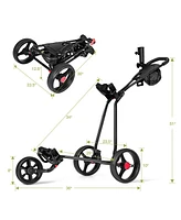 Costway Foldable 3 Wheel Golf Pull Push Cart Trolley