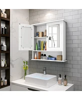 New Bathroom Wall Cabinet Double Mirror Door Cupboard Storage Medicine Cabinet Shelf
