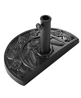 20'' Outdoor Patio Half Round Umbrella Base Stand Resin Deck Table Sun Shade