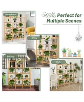 Costway Multifunctional Bamboo Shelf Flower Plant Stand Display Storage Rack Unit Closet