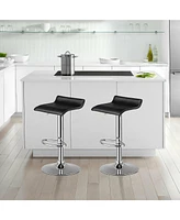 Costway Set of 2 Swivel Bar Stool Pu Leather Adjustable Bar Chair