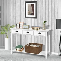 Costway 47" Console Table Hall Table Side Desk Accent Table Drawers Shelf Entryway