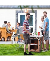 Costway Foldable Camping Table Outdoor Bbq Portable Grilling Stand
