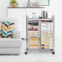 Costway 15 Drawer Rolling Storage Cart Tools Scrapbook Cosmetics Paper Organizer