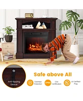 32" 1400W Electric Fireplace Mantel Tv Stand Space Heater W/ Shelf