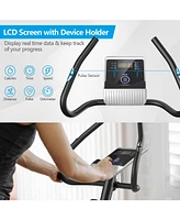 Costway 2-in-1 Elliptical Trainer Exercise Bike Lcd Screen 8 Magnetic Resistances