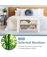 Costway Bamboo Shoe Rack Bench 3-Tier Storage Shelf Holder Home Entryway Hallway
