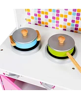 Costway Kids Wooden Pretend Cooking Playset Cookware Play Set Kitchen Toys Toddler Gift